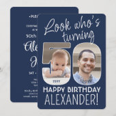 DIY Kleuren · Kijk Wie is 50 Verjaardagsfeest 2 Fo Kaart (Voorkant / Achterkant)