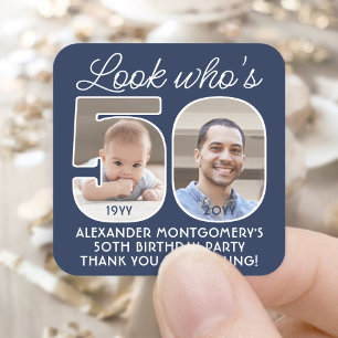 DIY Kleuren · Kijk Wie is 50 Verjaardagsfeest 2 Fo Vierkante Sticker