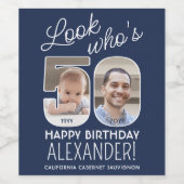 DIY Kleuren · Kijk Wie is 50 Verjaardagsfeest 2 Fo Wijn Etiket (Enkel label)