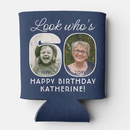 DIY Kleuren · Kijk Wie is 60 Verjaardagsfeest 2 Fo Blikjeskoeler (Achterkant)