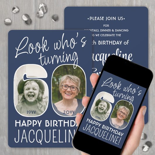 DIY Kleuren · Kijk Wie is 60 Verjaardagsfeest 2 Fo Kaart