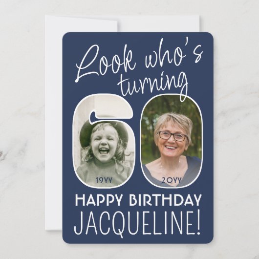 DIY Kleuren · Kijk Wie is 60 Verjaardagsfeest 2 Fo Kaart (Voorkant)