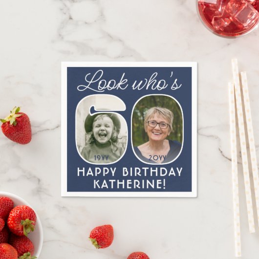 DIY Kleuren · Kijk Wie is 60 Verjaardagsfeest 2 Fo Servet (Insitu)