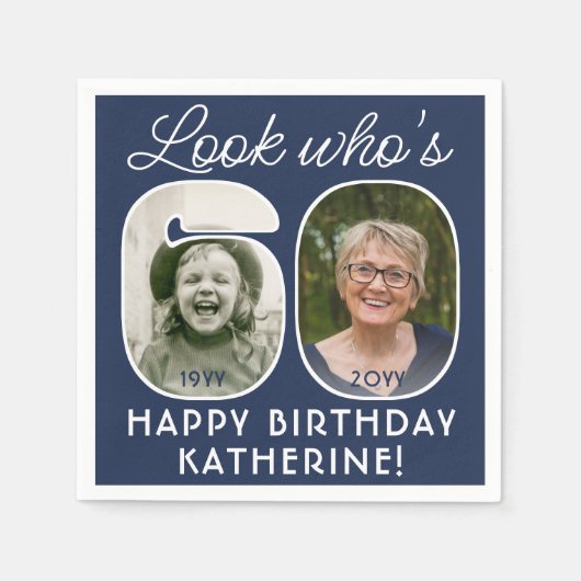 DIY Kleuren · Kijk Wie is 60 Verjaardagsfeest 2 Fo Servet (Voorkant)