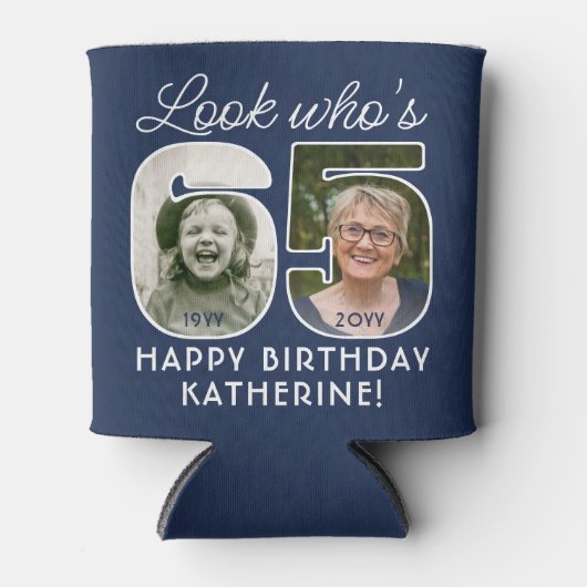 DIY Kleuren · Kijk Wie is 65 Verjaardagsfeestje 2  Blikjeskoeler (Voorkant)