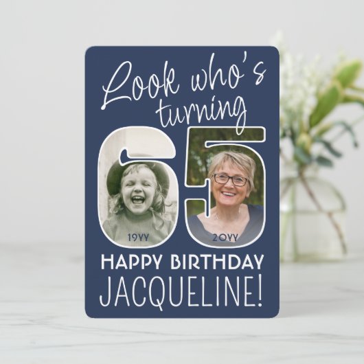 DIY Kleuren · Kijk Wie is 65 Verjaardagsfeestje 2  Kaart (Staand voorkant)