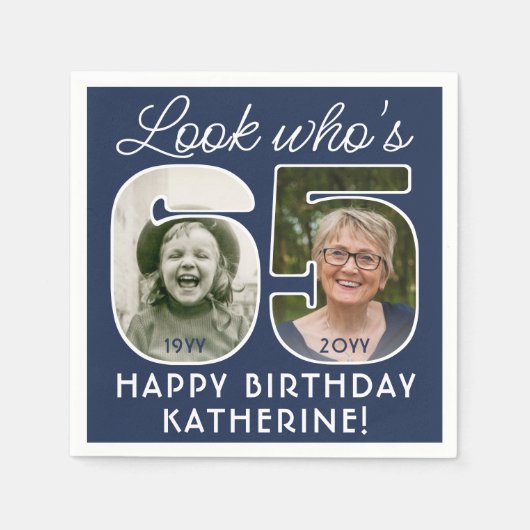 DIY Kleuren · Kijk Wie is 65 Verjaardagsfeestje 2  Servet (Voorkant)