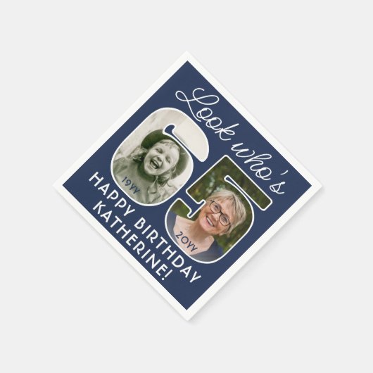 DIY Kleuren · Kijk Wie is 65 Verjaardagsfeestje 2  Servet (Hoek)