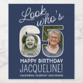 DIY Kleuren · Kijk Wie is 65 Verjaardagsfeestje 2  Wijn Etiket (Enkel label)