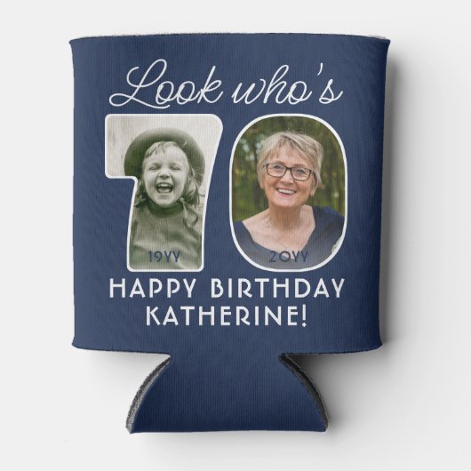 DIY Kleuren · Kijk Wie is 70 Verjaardagsfeest 2 Fo Blikjeskoeler (Voorkant)