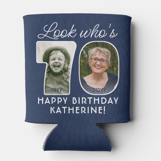 DIY Kleuren · Kijk Wie is 70 Verjaardagsfeest 2 Fo Blikjeskoeler (Achterkant)