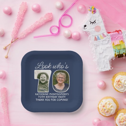 DIY Kleuren · Kijk Wie is 70 Verjaardagsfeest 2 Fo Papieren Bordje (Feest)