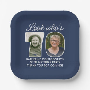 DIY Kleuren · Kijk Wie is 70 Verjaardagsfeest 2 Fo Papieren Bordje