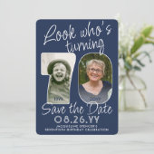 DIY Kleuren · Kijk Wie is 70 Verjaardagsfeest 2 Fo Save The Date (Staand voorkant)