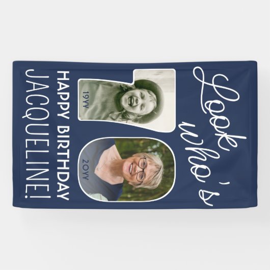 DIY Kleuren · Kijk Wie is 70 Verjaardagsfeest 2 Fo Spandoek (Horizontaal)