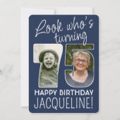 DIY Kleuren · Kijk Wie is 75 Verjaardagsfeest 2 Fo Kaart (Voorkant)