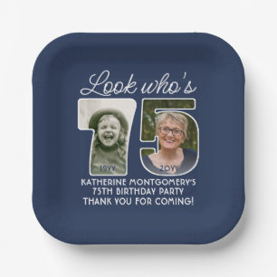 DIY Kleuren · Kijk Wie is 75 Verjaardagsfeest 2 Fo Papieren Bordje