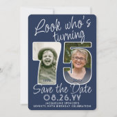 DIY Kleuren · Kijk Wie is 75 Verjaardagsfeest 2 Fo Save The Date (Voorkant)