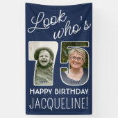 DIY Kleuren · Kijk Wie is 75 Verjaardagsfeest 2 Fo Spandoek (Verticaal)