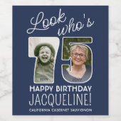 DIY Kleuren · Kijk Wie is 75 Verjaardagsfeest 2 Fo Wijn Etiket (Enkel label)