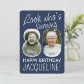 DIY Kleuren · Kijk Wie is 80 Verjaardagsfeest 2 Fo Kaart (Staand voorkant)