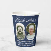 DIY Kleuren · Kijk Wie is 80 Verjaardagsfeest 2 Fo Papieren Bekers (Achterkant)