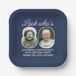 DIY Kleuren · Kijk Wie is 80 Verjaardagsfeest 2 Fo Papieren Bordje