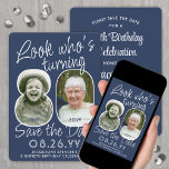 DIY Kleuren · Kijk Wie is 80 Verjaardagsfeest 2 Fo Save The Date<br><div class="desc">Kijk eens wie er 80 wordt! Nodig familie en vrienden uit voor een aankomende 80ste verjaardagsviering met een elegante aangepaste foto, sla de uitnodigingen van het datumfeest op. Afbeeldingen en formuleringen over deze sjabloon zijn eenvoudig te personaliseren. De marineblauwe en witte kleuren voor de achtergrond, tekst en getalcontouren kunnen allemaal...</div>