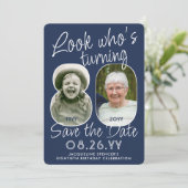 DIY Kleuren · Kijk Wie is 80 Verjaardagsfeest 2 Fo Save The Date (Staand voorkant)