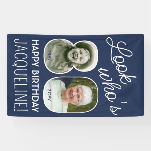 DIY Kleuren · Kijk Wie is 80 Verjaardagsfeest 2 Fo Spandoek (Horizontaal)