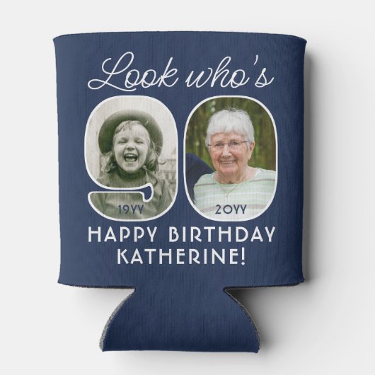 DIY Kleuren · Kijk Wie is 90 Verjaardagsfeest 2 Fo Blikjeskoeler (Achterkant)