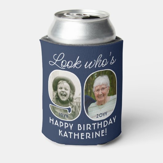 DIY Kleuren · Kijk Wie is 90 Verjaardagsfeest 2 Fo Blikjeskoeler (Blikje Achterkant)