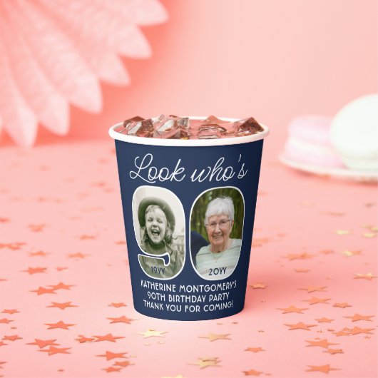 DIY Kleuren · Kijk Wie is 90 Verjaardagsfeest 2 Fo Papieren Bekers (Insitu)