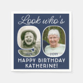 DIY Kleuren · Kijk Wie is 90 Verjaardagsfeest 2 Fo Servet (Voorkant)