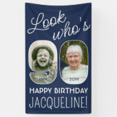 DIY Kleuren · Kijk Wie is 90 Verjaardagsfeest 2 Fo Spandoek (Verticaal)