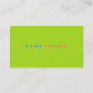 DIY kleuren+lettertypen visitekaartje/neon limoen Visitekaartje