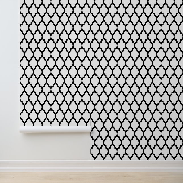DIY Kleuren Marokkaanse Quatrefoil #4 Zwart Wit Behang (Applicatie)