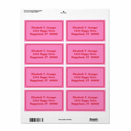 DIY-kleuren met roze rand 3 rood Etiket (Full Sheet)