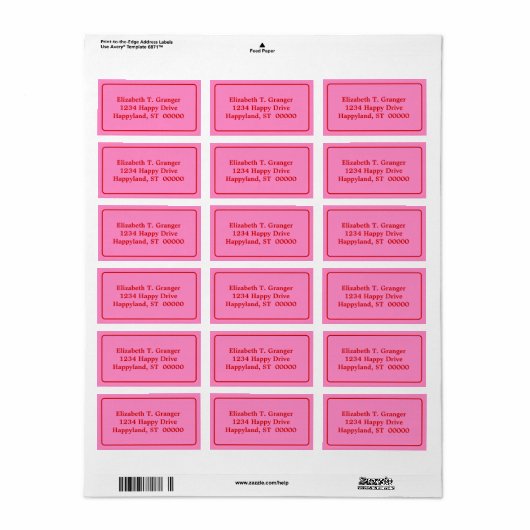 DIY-kleuren met roze rand 3 rood Etiket (Full Sheet)