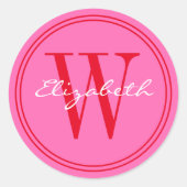 DIY Kleuren Naam Monogram Envelop Afdichtingen Roo Ronde Sticker (Voorkant)