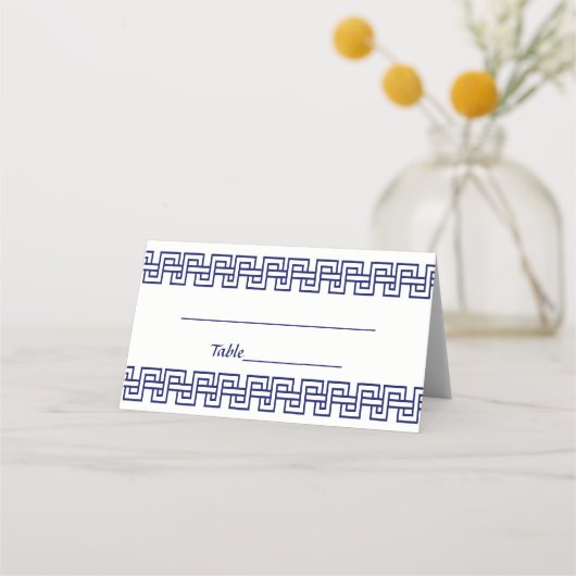 DIY Kleuren Navy Blauw Griekse Sleutel Meander Ran Plaatskaartje (Achterkant)