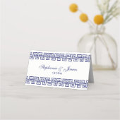 DIY Kleuren Navy Blauw Griekse Sleutel Meander Ran Plaatskaartje (Voorkant)