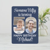 DIY Kleuren · Nifty Fifty 50th Verjaardagsfeestfot Kaart (Staand voorkant)