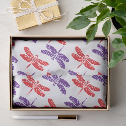 DIY kleuren, rode Paarse libellen Tissuepapier (Geschenk)