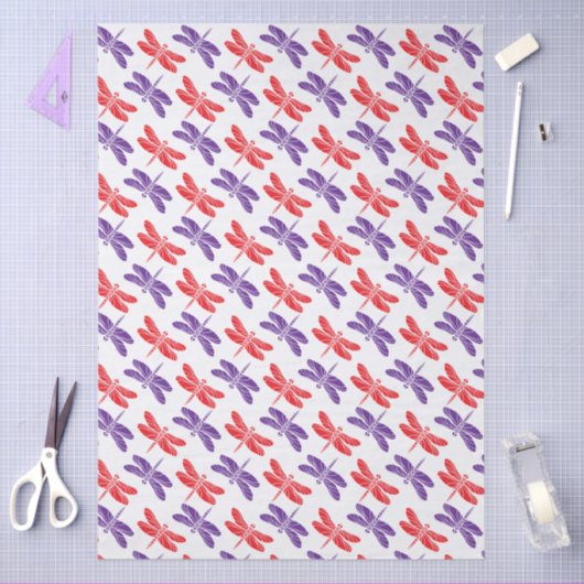 DIY kleuren, rode Paarse libellen Tissuepapier (Craft)