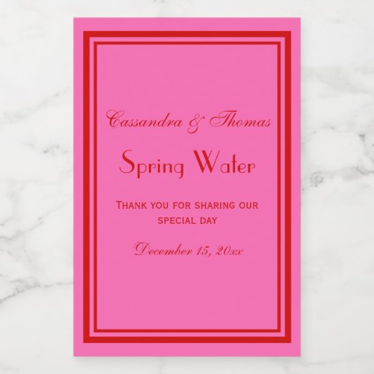 DIY Kleuren Rood Heet Roze Ingelijst Wijn Etiket (Enkel label)