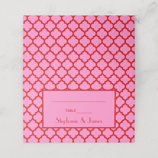 DIY-kleuren Roze #3 Red Moroccan Quatrefoil Plaatskaartje (Buitenkant ongevouwen)