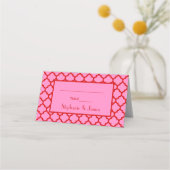 DIY-kleuren Roze #3 Red Moroccan Quatrefoil Plaatskaartje (Voorkant)