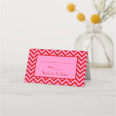 DIY-kleuren Roze #3 Rode Chevron Zigzag Plaatskaartje (Voorkant)