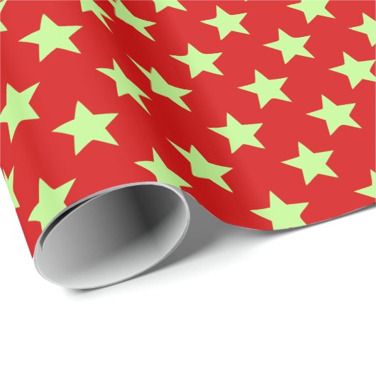 DIY-kleuren sterren Grote SV Red Pistachio Cadeaupapier (Rol Hoek)